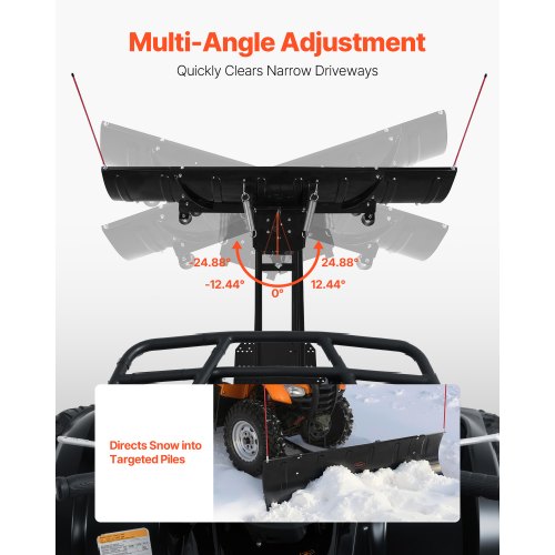 snöplogsblad, 109/183 cm breddjusterbart snöplogssats, lätt att ta av, universalmonterat plogtillbehör med gummiflikar, kraftigt stålblad, kompatibel med de flesta UTV och ATV |  EU