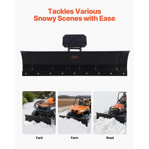 snöplogssats, 1524 mm universal snöplogsfäste, höjd- och vänster-högerjusterbar, snabb att ta av, ATV-skrapblad i stål, 3 monteringsalternativ, effektiv snöröjning, för de flesta ATV och UTV |  EU