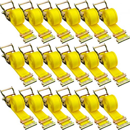 E Track Ratchet Strap, 18PCS 2\" x 15\' E-Track Straps 4400 LBS Breaking Strength, with Polyester Webbing & Spring Fitting & Ratchets, Durable Tie-Downs for Motorcycles, Tire, Trailer Loads