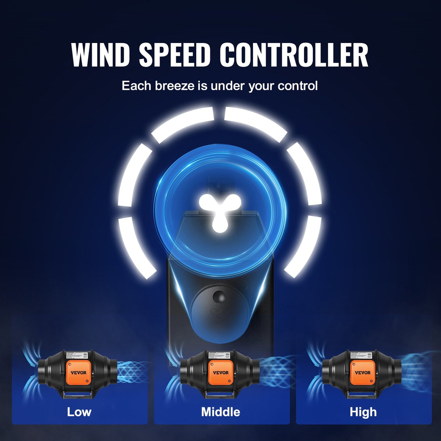 Inline Duct Fan, 4-Inch 200 CFM with Variable Speed Controller, Quiet AC-motor Ventilation Exhaust Fan for Cooling Booster, Grow Tents, Hydroponics