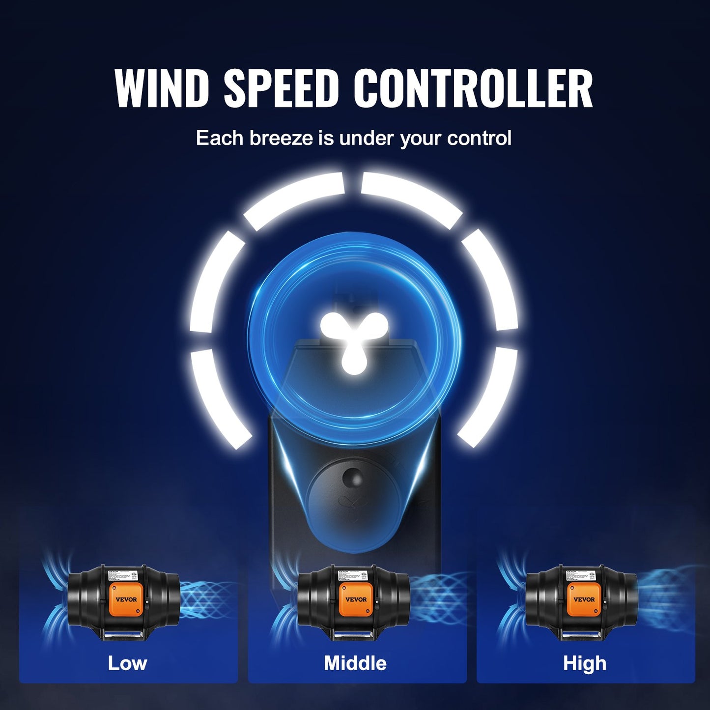 Inline Duct Fan, 6-Inch 400 CFM with Variable Speed Controller, Quiet AC-motor Ventilation Exhaust Fan for Cooling Booster, Grow Tents, Hydroponics