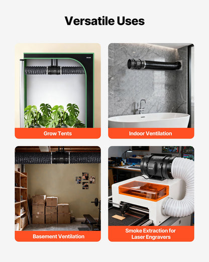 8" Inline Duct Fan, 720 CFM Ventilation Exhaust Fan Quiet AC Motor for Heating Cooling Booster, Grow Tents, Hydroponics