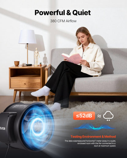 6" Air Filtration Kit, 180 CFM Inline Duct Fan with Speed Controller, Carbon Filter & Ducting Ventilation System for Heating Cooling Booster, Grow Tents, Hydroponics