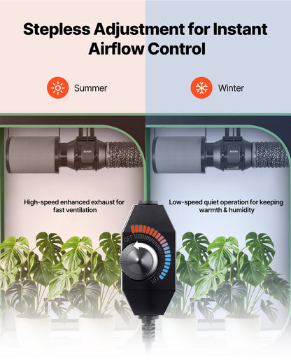 6" Air Filtration Kit, 180 CFM Inline Duct Fan with Speed Controller, Carbon Filter & Ducting Ventilation System for Heating Cooling Booster, Grow Tents, Hydroponics