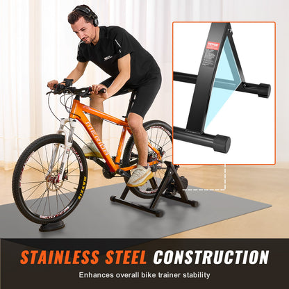 Bike Trainer Stand, magnetischer stationärer Fahrradständer für 26"-29" Räder, geräuschreduzierender Schwungradmotor, sicheres Radfahren für Indoor-Training, mit Schnellspannhebel und Vorderraderhöhung