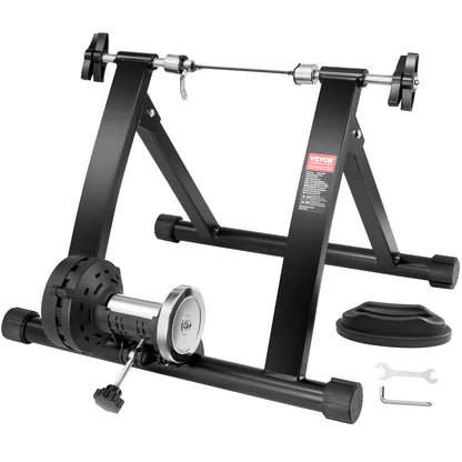 Bike Trainer Stand, magnetischer stationärer Fahrradständer für 26"-29" Räder, geräuschreduzierender Schwungradmotor, sicheres Radfahren für Indoor-Training, mit Schnellspannhebel und Vorderraderhöhung