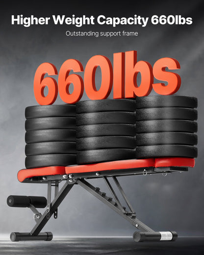 Weight Bench Sit Up Bench Home Gym Strength Training Adjustable Foldable