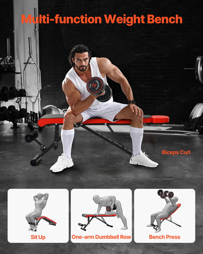Weight Bench Sit Up Bench Home Gym Strength Training Adjustable Foldable