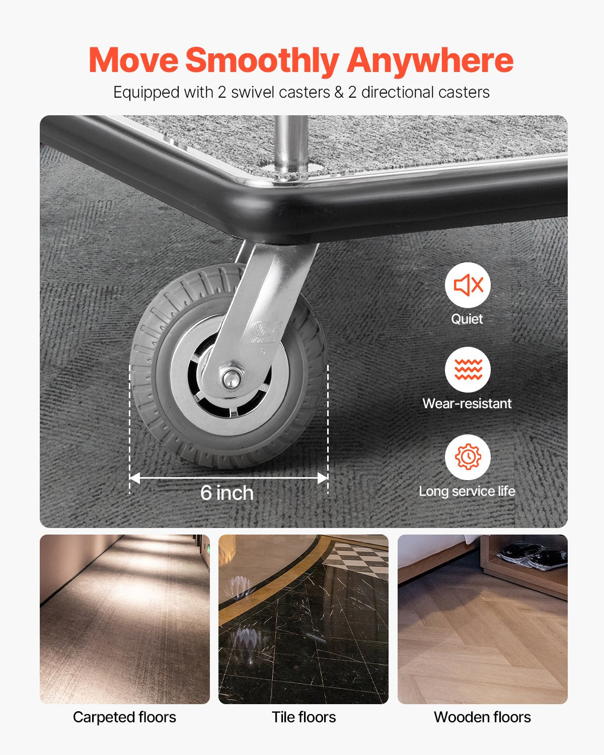 Hotel Bagagevagn 800 LBS Borstad rostfritt stål Finish Bellman's Cart