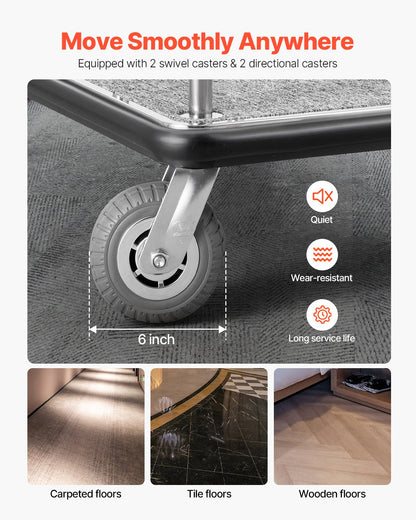 Hotel Bagagevagn 800 LBS Borstad rostfritt stål Finish Bellman's Cart