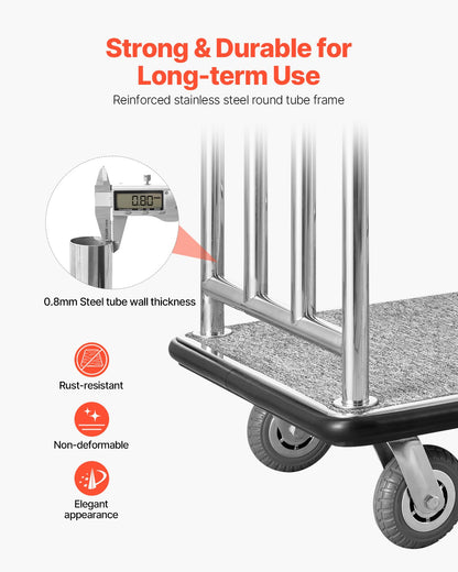 Hotel Bagagevagn 750 LBS plattformstruck med avtagbar framram