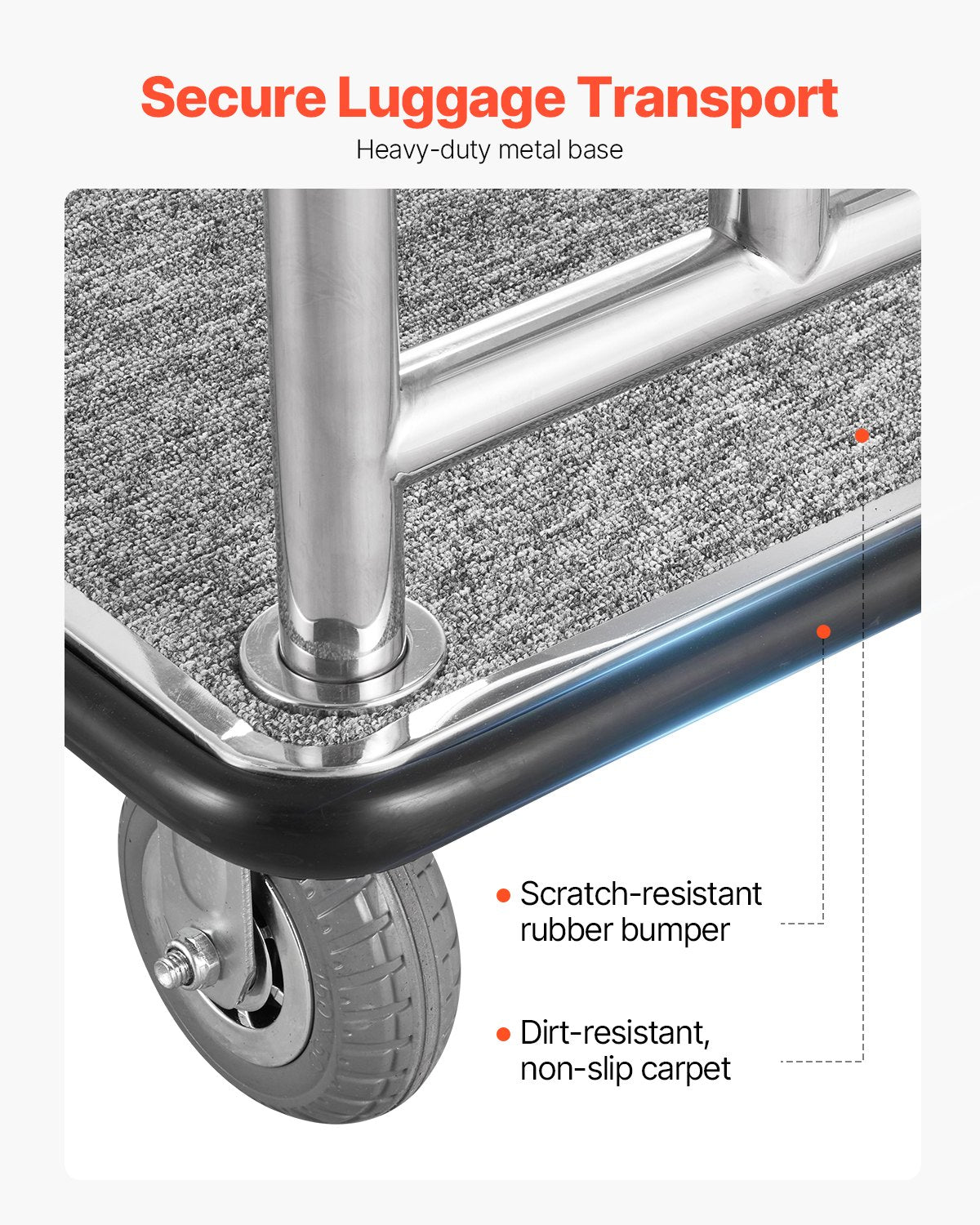 Hotel Bagagevagn 750 LBS plattformstruck med avtagbar framram