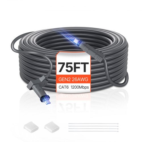 Starlink Gen 2 Cable, 75 FT, 26 AWG Copper Core, Durable Extension Cable for Standard Generation 2, Compatible with Starlink Rectangular Satellite V2, Flexible Wiring for RV, Backyard or Camping