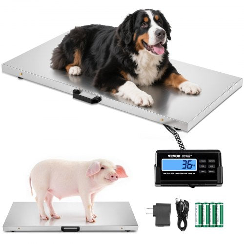 1100Lbs x 0.2Lbs Digital Livestock Scale Large Pet Vet Scale Stainless Steel Platform Electronic Postal Shipping Scale Heavy Duty Large Dog Hog Sheep Goat Pig Sheep Scale