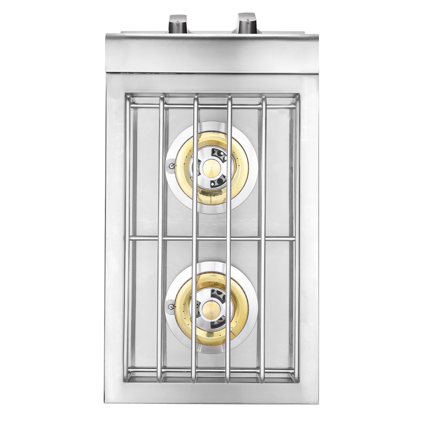 Double Grilling Side Burners, 2 x 17,000BTU Liquid Propane Side Burner for Outdoor Kitchen, Convertible to Natural Gas, 304 Stainless Steel Built-in Double Burners with LED for BBQ Grill Island