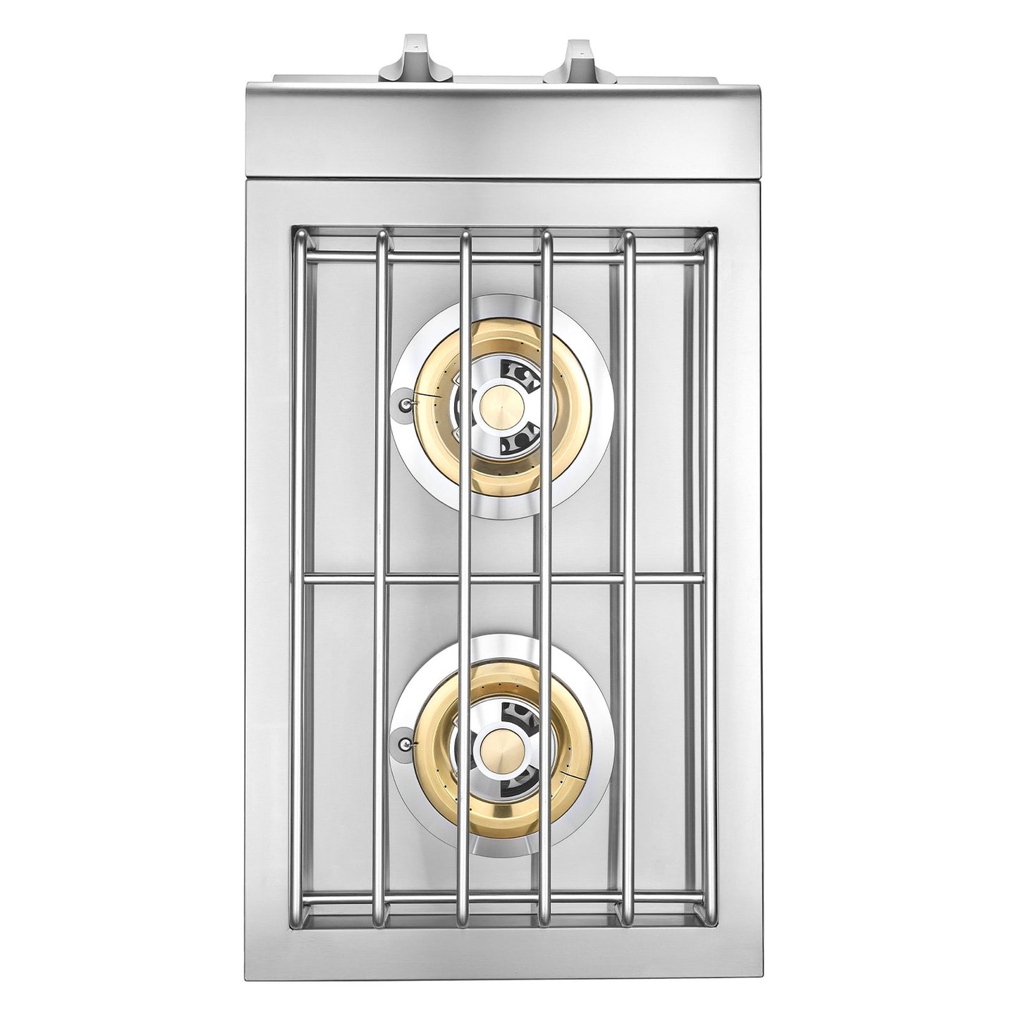 Double Grilling Side Burners, 2 x 15,000BTU Liquid Propane Side Burner for Outdoor Kitchen, Convertible to Natural Gas, 304 Stainless Steel Built-in Double Grill Burners for BBQ Grill Island