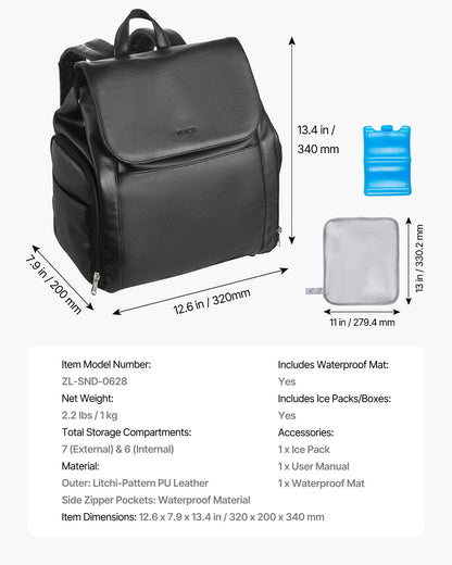 Breast Pump Backpack, Breast Feeding Bag with Ice Pack, Fits for S1/S2, Pumping Accessories & Breastmilk Storage, Portable Pump Carrying Case for Work, Travel and Family Use, Black