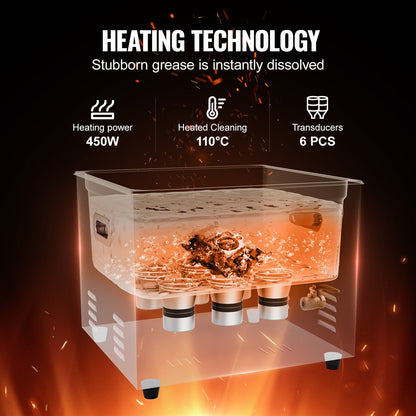 15L Ultrasonic Cleaner with Heater Timer & Basket, Professional Digital Sonic Cavitation Machine, 360W Cleaning Machine for Lab Tools, Metal Parts, Carburetor, Brass, Auto Parts, Engine Parts