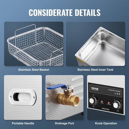 15L Ultrasonic Cleaner with Heating Timer and Digital Sound Machine