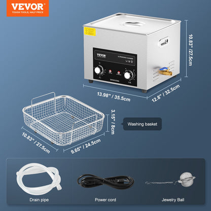 15L Ultrasonic Cleaner with Heating Timer and Digital Sound Machine