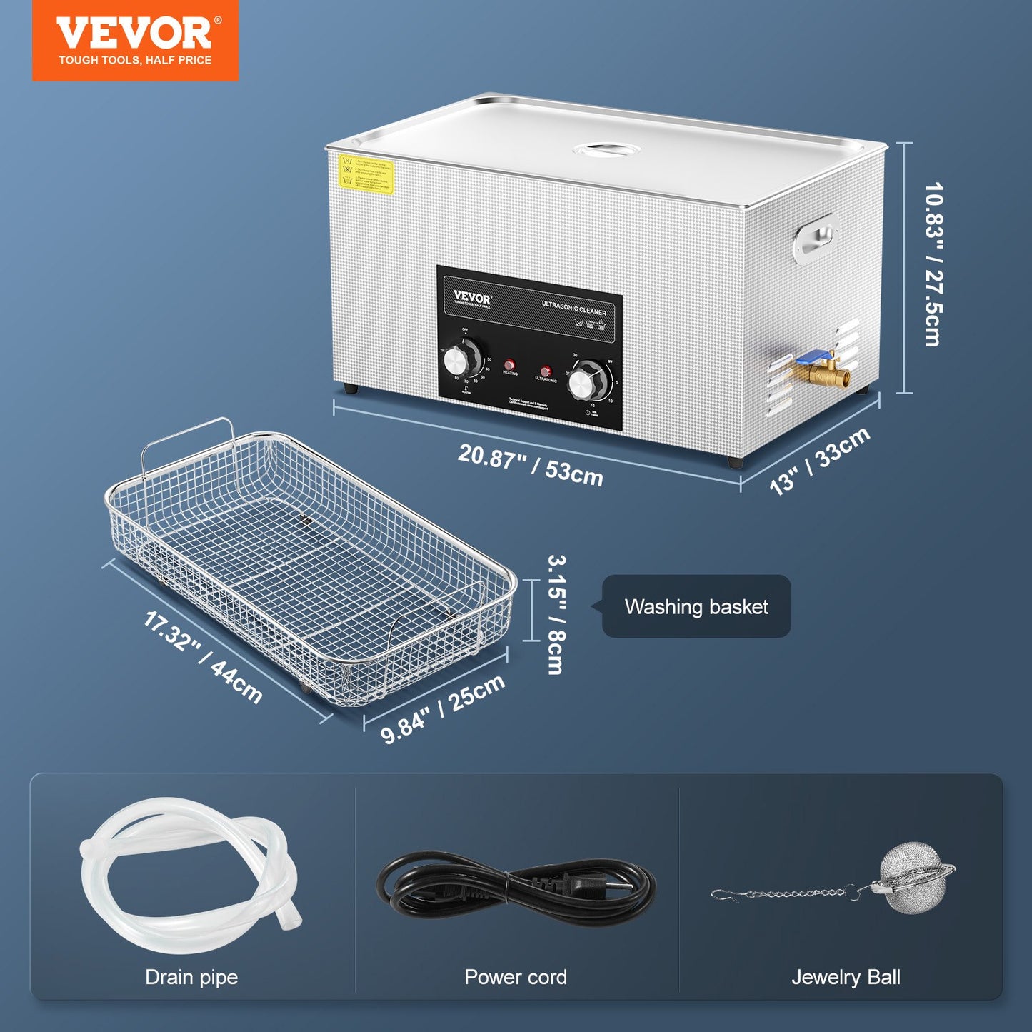 22L Ultrasonic Cleaner with Heater Timer & Basket, Professional Digital Sonic Cavitation Machine, 480W Cleaning Machine for Lab Tools, Metal Parts, Carburetor, Brass, Auto Parts, Engine Parts
