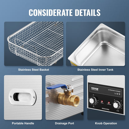 22L Ultrasonic Cleaner with Heating Timer and Digital Sound Machine