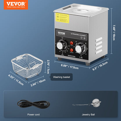 2L Ultrasonic Cleaner with Heater Timer &amp; Basket Digital Sonic Machine