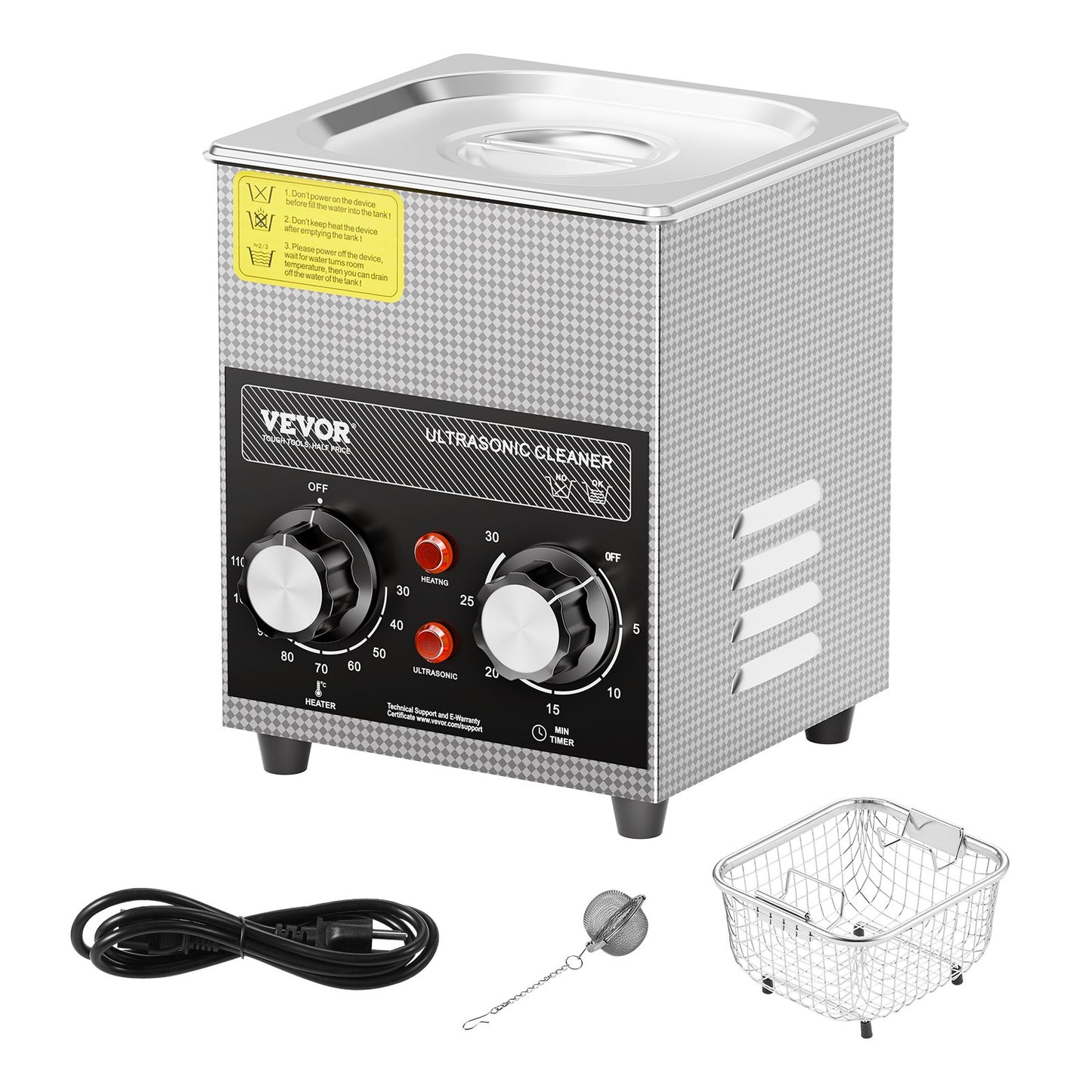 2L Ultrasonic Cleaner with Heater Timer &amp; Basket Digital Sonic Machine