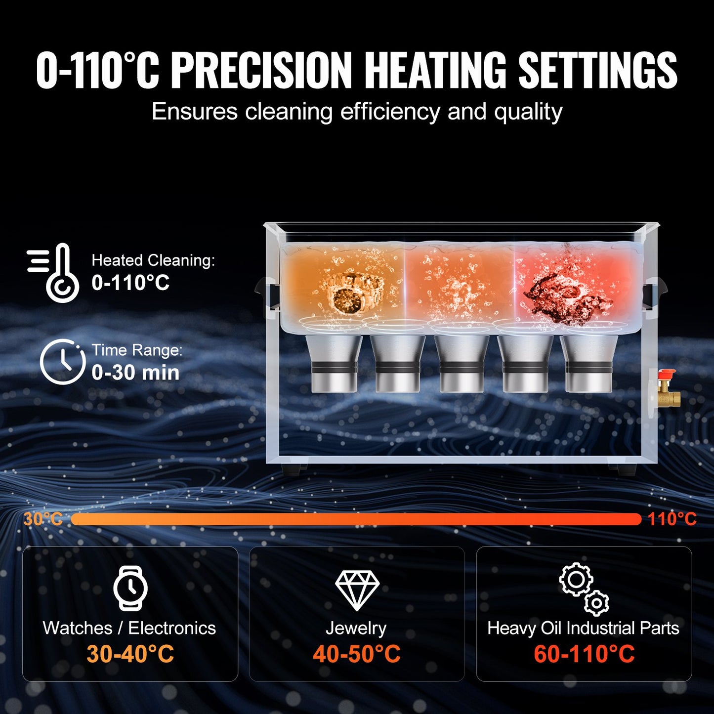 30L Ultrasonic Cleaner with Heating Timer and Digital Sound Machine