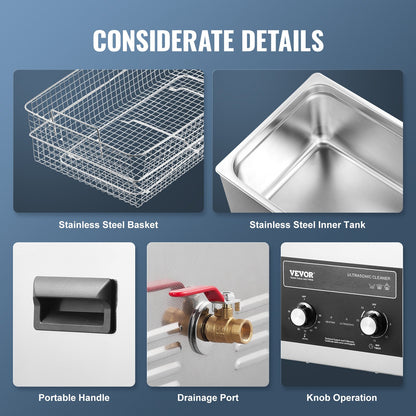 30L Ultrasonic Cleaner with Heating Timer and Digital Sound Machine