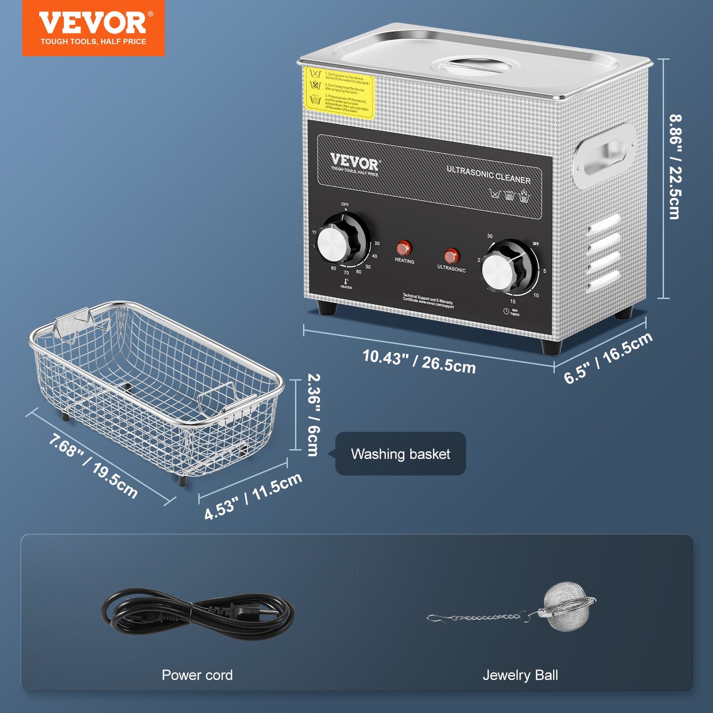 3L Ultrasonic Cleaner with Heater Timer &amp; Basket Digital Sonic Machine