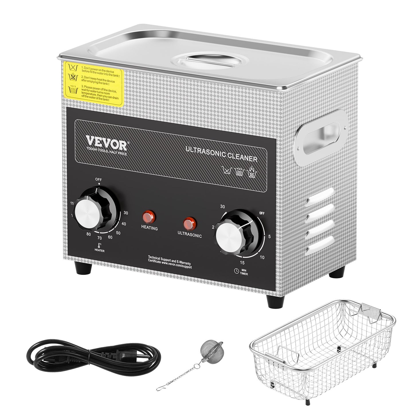 3L Ultrasonic Cleaner with Heater Timer &amp; Basket Digital Sonic Machine