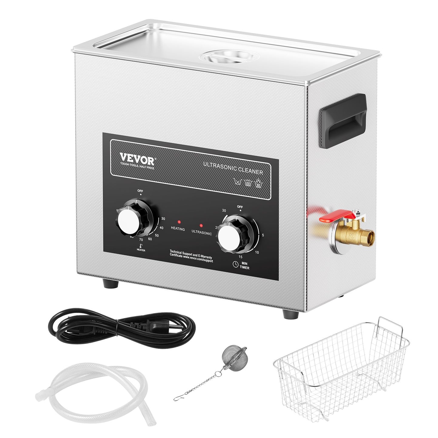 6L Ultrasonic Cleaner with Heat Timer &amp; Basket Digital Sonic Machine
