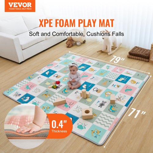 71"x79" Baby Play Mat Kids Crawling Soft Activity Floor Play Mat 2 Sides | EU