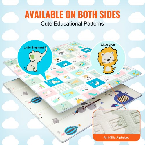 71"x79" Baby Play Mat Kids Crawling Soft Activity Floor Play Mat 2 Sides | EU
