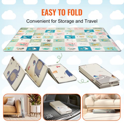 71"x79" Baby Play Mat Kids Crawling Soft Activity Floor Play Mat 2 Sides | EU