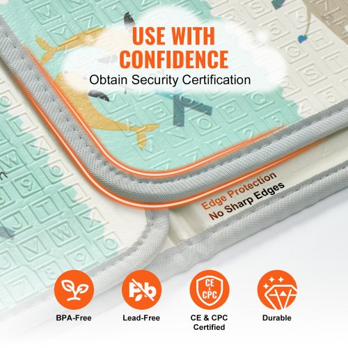 71"x79" Baby Play Mat Kids Crawling Soft Activity Floor Play Mat 2 Sides | EU
