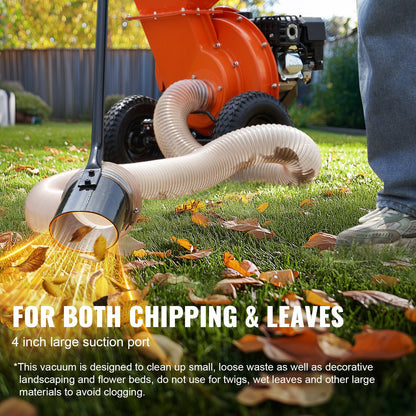 Wood Chipper Shredder Mulcher Leaf Vacuum Kit, 4.3 Inch x 13.1 ft Heavy Duty Universal Woodchipper Accessory, 4 inch Diameter for Large Volume Feeding,Fit Mainstream Brand (Chipper NOT Included)
