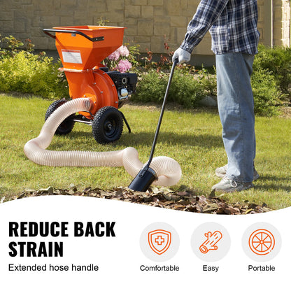 Wood Chipper Shredder Mulcher Leaf Vacuum Kit, 4.3 Inch x 13.1 ft Heavy Duty Universal Woodchipper Accessory, 4 inch Diameter for Large Volume Feeding,Fit Mainstream Brand (Chipper NOT Included)