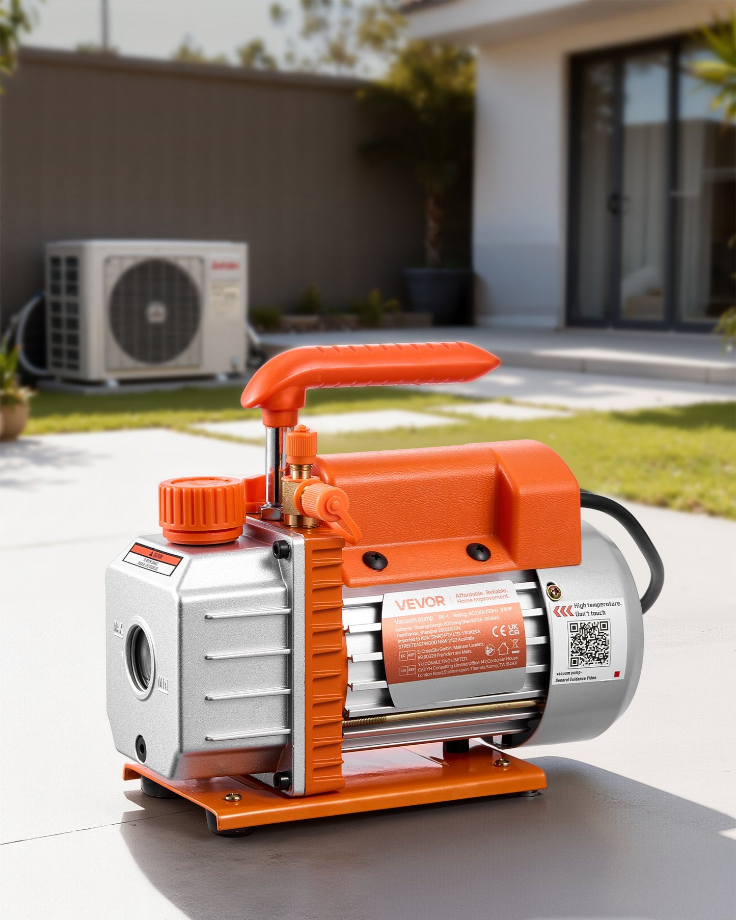 Vacuum Pump, 3.5 CFM 1/4 HP, HVAC Single Stage Rotary Vane AC Vacuum Pump, for R134a R22 R410a Systems, 4 Pole Motor, for Automotive Air Conditioner Maintenance Resin Degassing, Oil Included