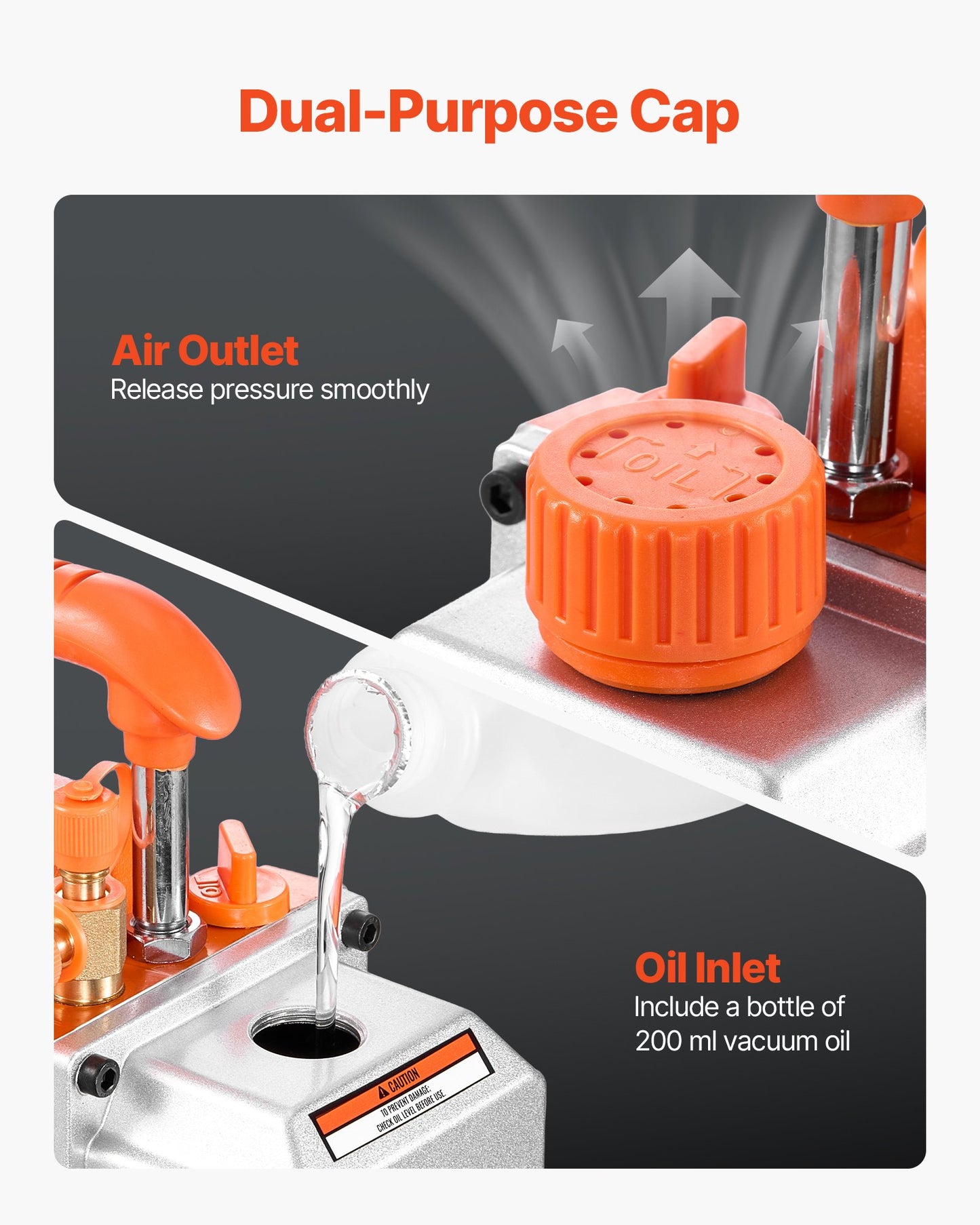 Vacuum Pump, 3.5 CFM 1/4 HP, HVAC Single Stage Rotary Vane AC Vacuum Pump, for R134a R22 R410a Systems, 4 Pole Motor, for Automotive Air Conditioner Maintenance Resin Degassing, Oil Included