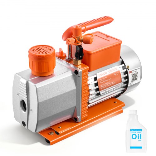 Vacuum Pump, 7 CFM 3/4 HP, HVAC Two Stage Rotary Vane AC Vacuum Pump, for R134a R22 R410a R1234YF R32, 4 Pole Motor, for Automotive Air Conditioner Maintenance Resin Degassing, Oil Included