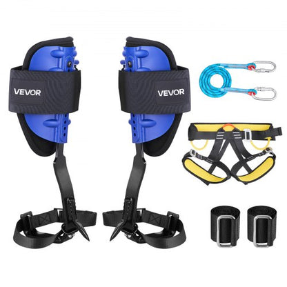 Tree Climbing Spikes Set, Height-Adjustable Tree Climbing Gear with Straps & Harness, 350 lbs Load Capacity, Heavy Duty Steel Climb Spurs Arborist Equipment for Fruit Picking Hunting
