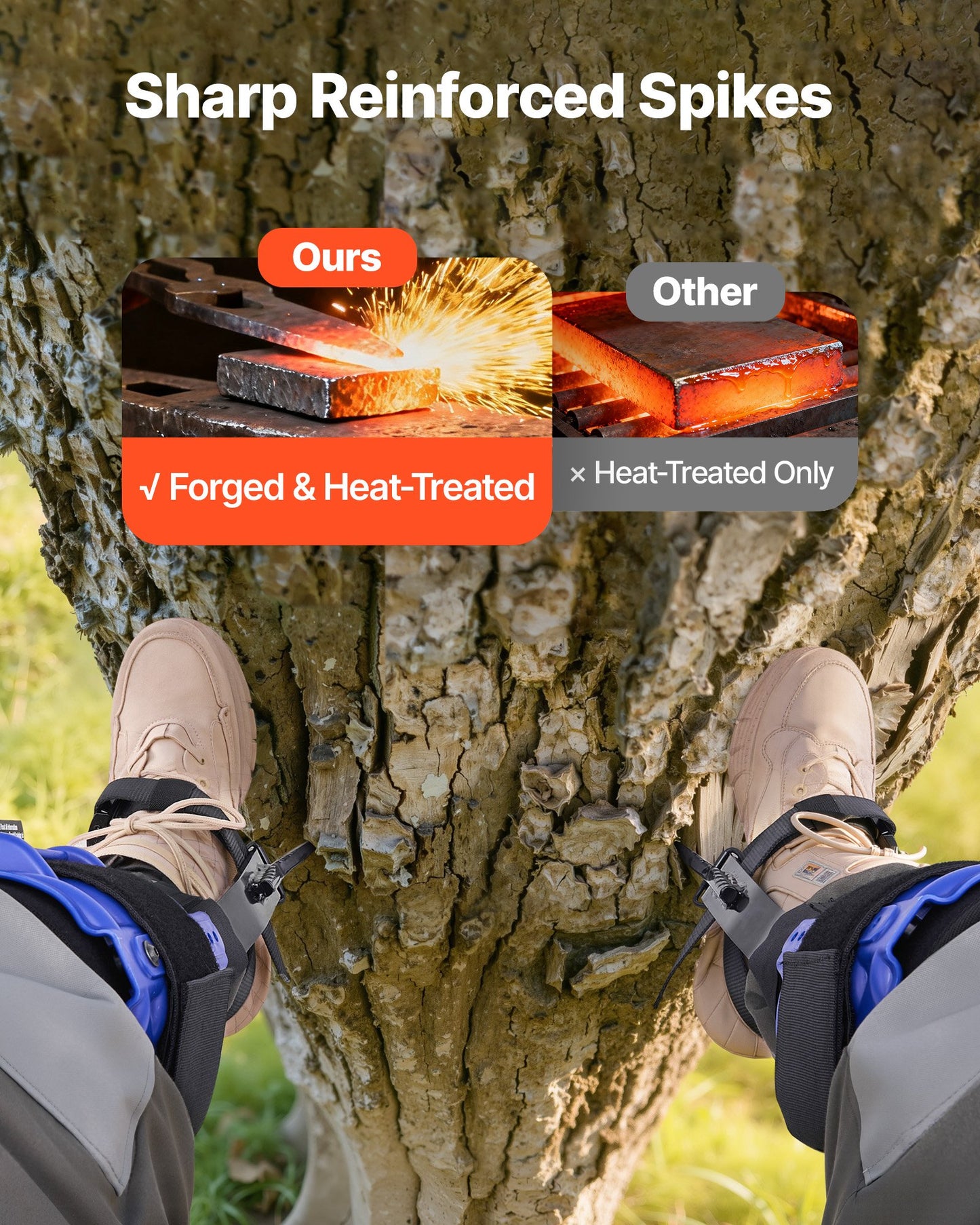 Tree Climbing Spikes Set, Height-Adjustable Tree Climbing Gear with Straps & Waist Harness, 350 lbs Load Capacity, Heavy Duty Steel Climb Spurs Arborist Equipment for Fruit Picking Hunting