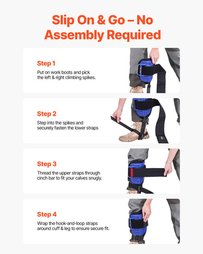 Tree Climbing Spikes Set, Height-Adjustable Tree Climbing Gear with Straps & Waist Harness, 350 lbs Load Capacity, Heavy Duty Steel Climb Spurs Arborist Equipment for Fruit Picking Hunting