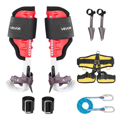 Tree Climbing Spikes Set, Height-Adjustable Tree Climbing Gear with Straps & Spike Protectors, 350 lbs Load Capacity, Durable Aluminum Climb Spurs Arborist Equipment for Fruit Picking Hunting