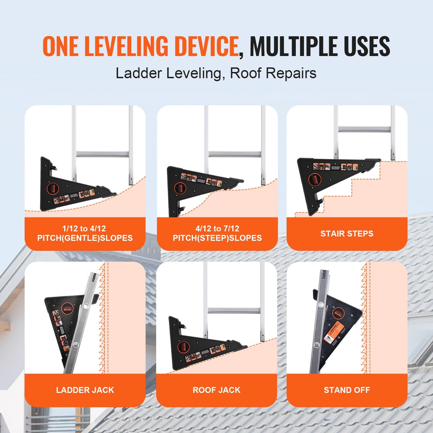 Ladder Levler 380lbs Load PP Leveling Tool with Storage for Uneven Ground