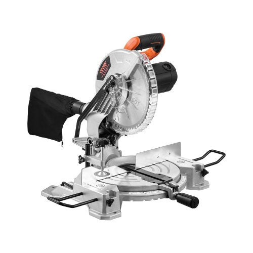 Compound Miter Saw, 10-Inch Blade, 15 Amp Motor, 60-Tooth, Corded Single Bevel 0-45°, LED Precision Alignment, Angle Adjustable, Lightweight Cast Aluminum Base, for Wood, Composite Decking
