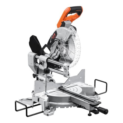 Sliding Compound Miter Saw, 10-Inch Blade, 15 Amp Motor, 60-Tooth, Corded Double Bevel Sliding Miter Saw, LED Precision Alignment, Angle Adjustable, for Wood, Composite Decking, Laminates