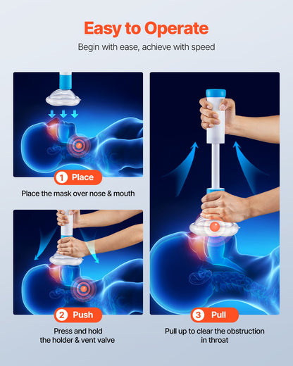 Choking Rescue Device, Portable Airway Clear Anti Choking Suction Device with 4 Multi-size Masks and 1 Storage Bag, First Aid Kit for Removing Blocked Objects, for Home, School, Travel